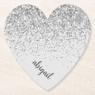 Dessous-de-verre En Papier Fête du coeur moderne de Girly Silver Parties sci