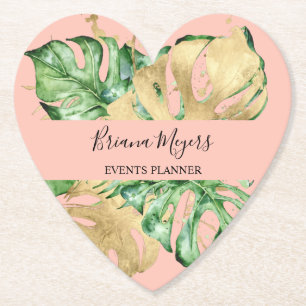 Dessous-de-verre En Papier Feuillage de palmier doré pêche tropical