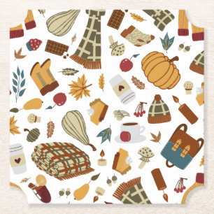 Dessous-de-verre En Papier Feuilles d'automne uniques Citrouilles d'automne