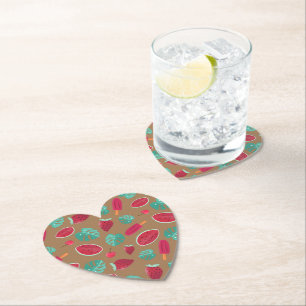 Dessous-de-verre En Papier Feuilles de poissonnerie, cerise, fraise et pastè