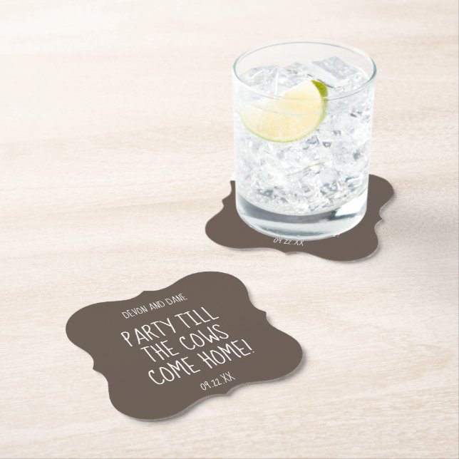 Dessous-de-verre En Papier Fiançailles Anniversaire Mariage Rustic Barn Desso (En situation)