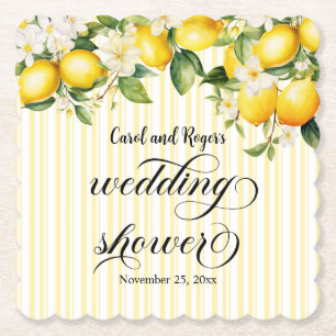 Dessous-de-verre En Papier Filiale de citron Wedding shower d'été méditerrané