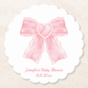 Dessous-de-verre En Papier fille arc rose aquarelle simple bébé mignon shower