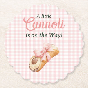 Dessous-de-verre En Papier Fille au Nœud Rose Cannoli Sucré Shower de Bébé It