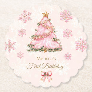 Dessous-de-verre En Papier Fille de Winter ONEderland 1er anniversaire flocon