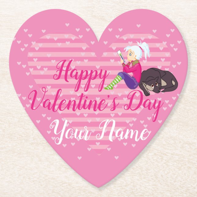 Dessous-de-verre En Papier Fille Être amoureuse (Devant)