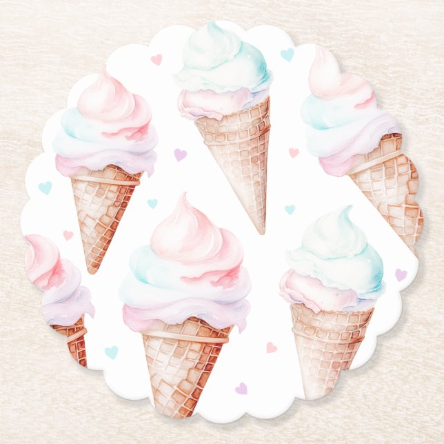 Dessous-de-verre En Papier Fille Glace fête d'anniversaire (Devant)