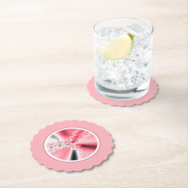 Dessous-de-verre En Papier Fille mignonne rose fractale (En situation)