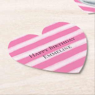Dessous-de-verre En Papier Fille rose rayures blanches