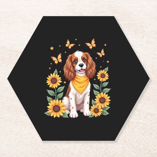 Dessous-de-verre En Papier Filles Femmes Maman Cavalier King Charles Spaniel  (Devant)