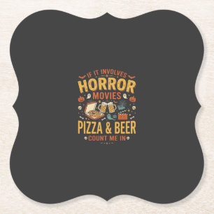 Dessous-de-verre En Papier Films d'horreur Pizza Bière Halloween Design_1
