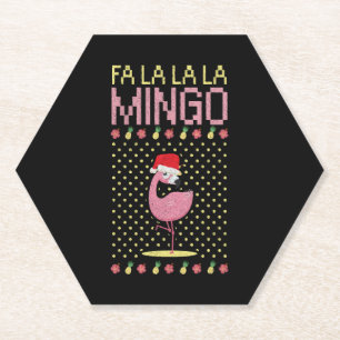 Dessous-de-verre En Papier Flamant rose beige rose cadeau Noël