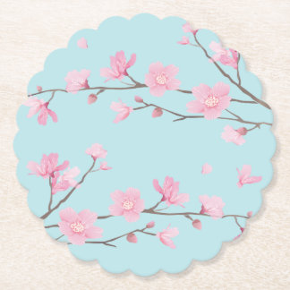Dessous-de-verre En Papier Fleur de cerisier - bleu ciel