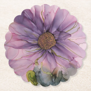 Dessous-de-verre En Papier fleur d'encre d'alcool rose et violet