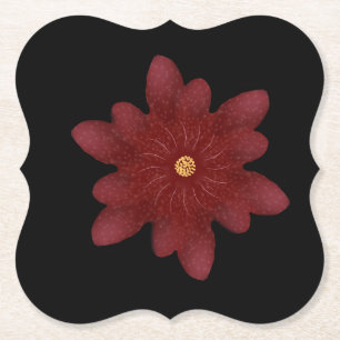 Dessous-de-verre En Papier Fleur élégante de velours rouge sur fond noir Fl