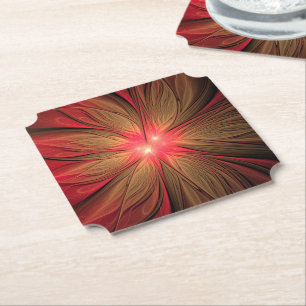 Dessous-de-verre En Papier Fleur fractale de fansy rouge