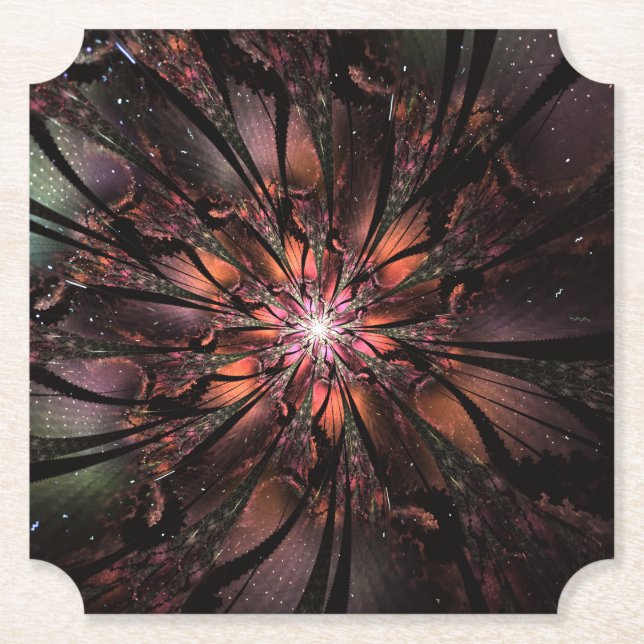 Dessous-de-verre En Papier Fleur imaginaire fractale douce et tendresse (Devant)