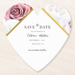 Dessous-de-verre En Papier Fleur rose Géométrique Bloom Enregistrer La Date
