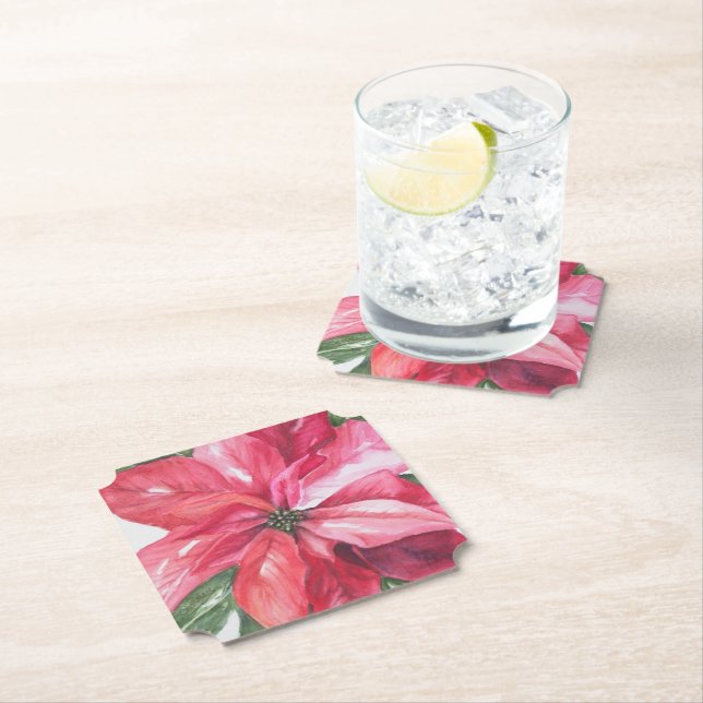 Dessous-de-verre En Papier Fleur rouge de Noël (En situation)
