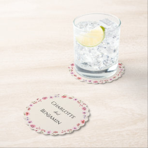 Dessous-de-verre En Papier Fleur sauvage moderne Mariage beige