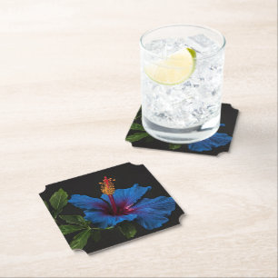 Dessous-de-verre En Papier "Fleur Serene : La beauté des fleurs d'Hibiscus bl