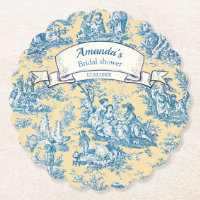 Fleur vintage jaune turquoise toile de Jouy