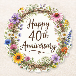 Dessous-de-verre En Papier Fleurs 40e Anniversaire