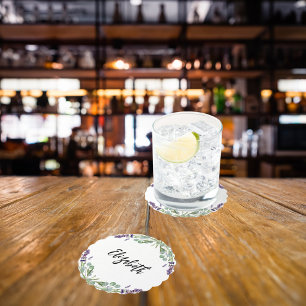 Dessous-de-verre En Papier Fleurs de lavande verdure d'eucalyptus nom