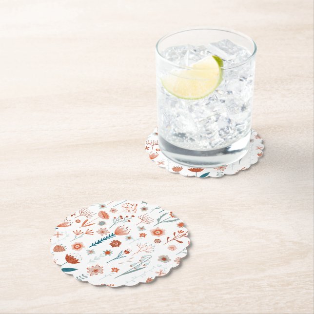 Dessous-de-verre En Papier Fleurs d'été scandinaves (En situation)