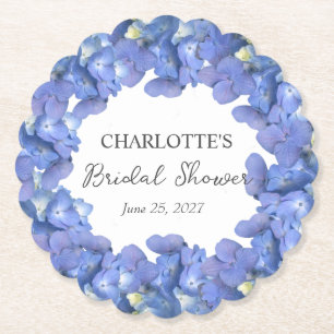 Dessous-de-verre En Papier Fleurs d'Hortensia Bleu Mariage Personnalisé