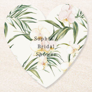 Dessous-de-verre En Papier Fleurs d'Orchidée Blanche Tropicale pour Baby Show