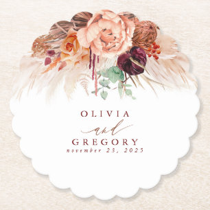 Dessous-de-verre En Papier Fleurs en terre cuite Herbe des pampas Élégant Tro