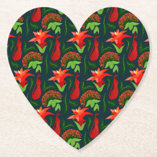 Dessous-de-verre En Papier Fleurs Exotiques Colorées Motif de Feuilles