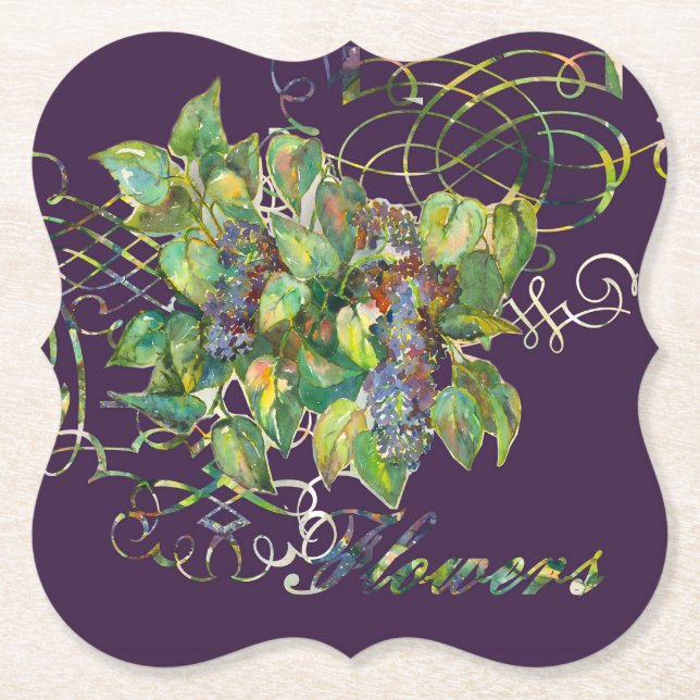 Dessous-de-verre En Papier fleurs lilas (Devant)