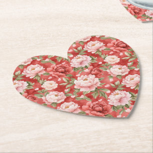 Dessous-de-verre En Papier Fleurs roses rouges chic