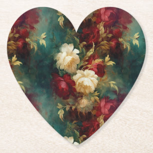 Dessous-de-verre En Papier Fleurs rouges blanches vertes