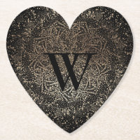 Flocon de neige à monogramme scintillant or noir