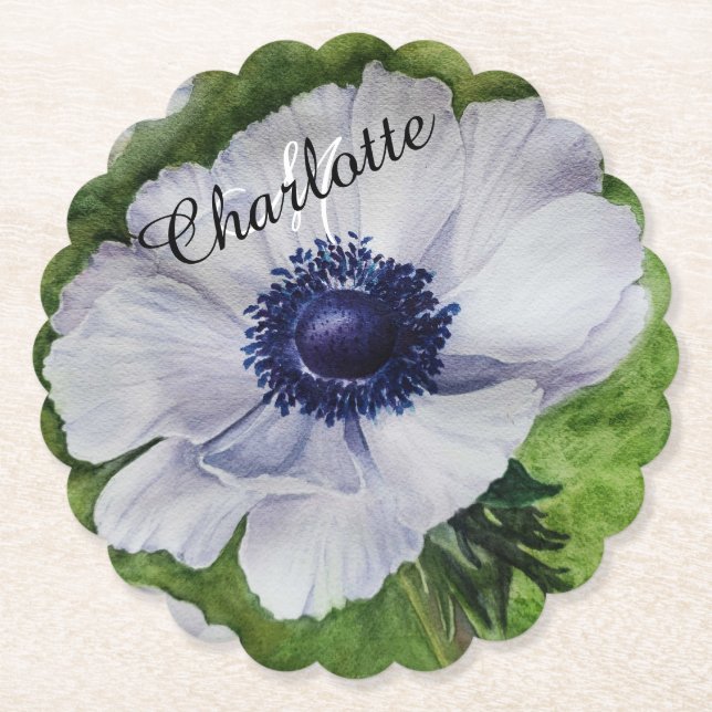 Dessous-de-verre En Papier Floral blanc (Devant)