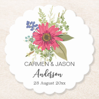Dessous-de-verre En Papier  Floral Bouquet Wedding Custom Name