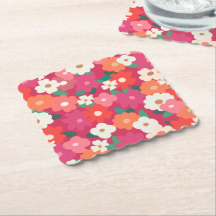 Dessous-de-verre En Papier Florales Retro Colorées