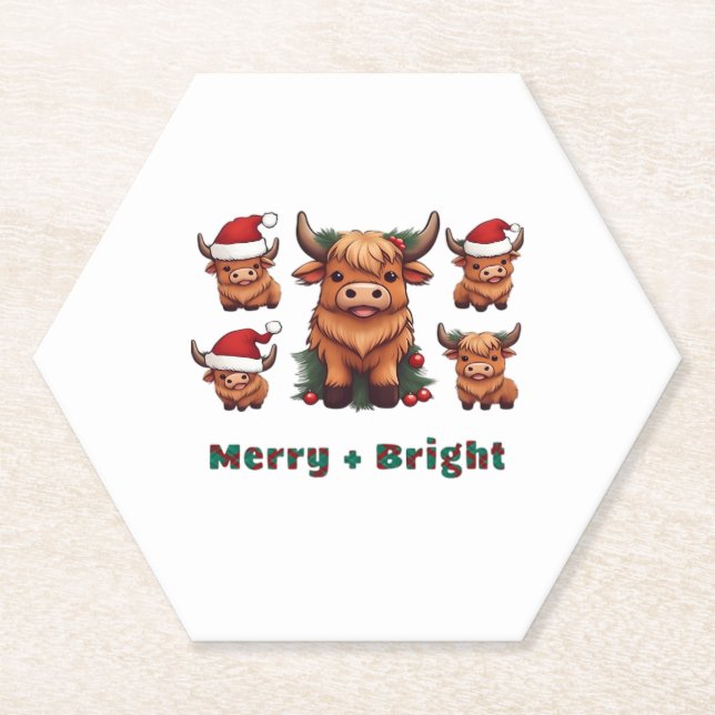 Dessous-de-verre En Papier Fluffy Baby Highland Cow Boire Café T- (Devant)