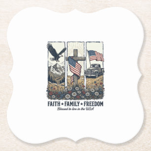 Dessous-de-verre En Papier Foi Famille Liberté Aigle Patriotique Vintage