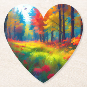 Dessous-de-verre En Papier Forêt avec des arbres et des fleurs colorés