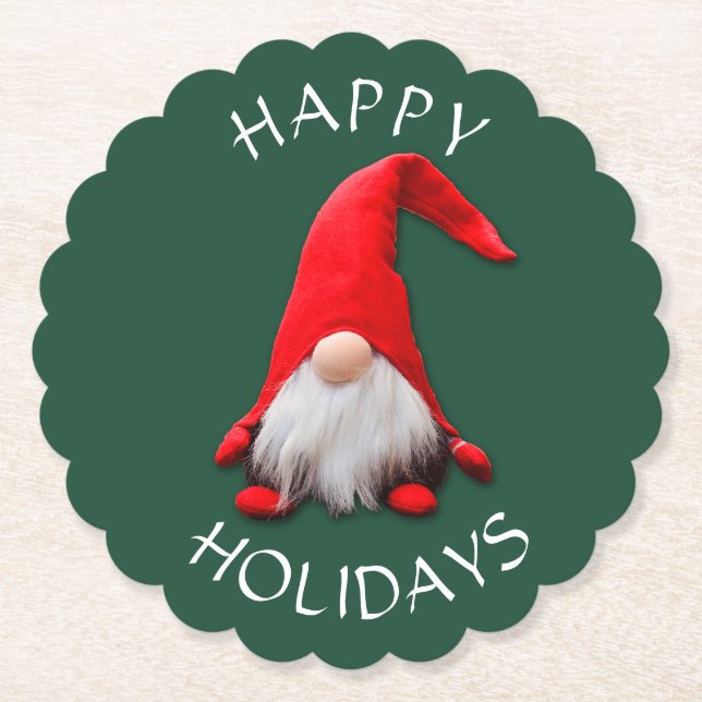 Dessous-de-verre En Papier Fou Noël Rouge Gnome (Devant)