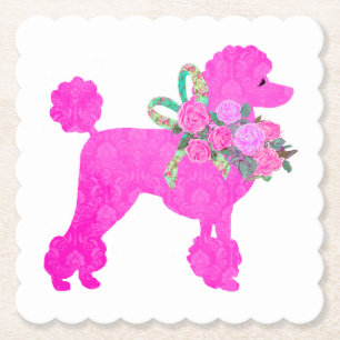 Dessous-de-verre En Papier Fournitures de fête de caniche rose