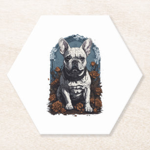 Dessous-de-verre En Papier Français Bulldog Gothique Floral