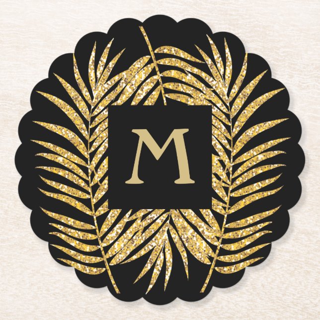 Dessous-de-verre En Papier Frances Palm Parties scintillant d'or (Devant)