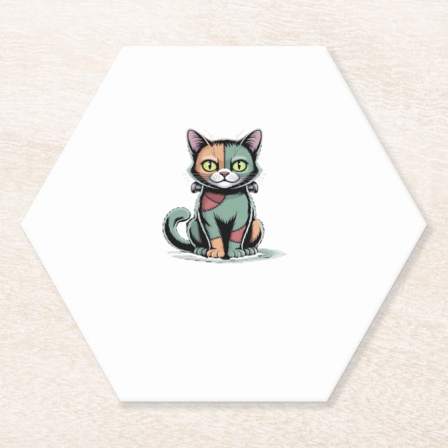 Dessous-de-verre En Papier FrankenCat T-shirt surdimensionné (Devant)