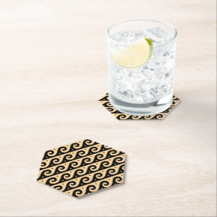 Dessous-de-verre En Papier Fret grec, Motif d'onde méditerranéen, Brown