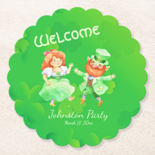 Dessous-de-verre En Papier Fun Custom Green Irish Elves Dance St Patrick Jig